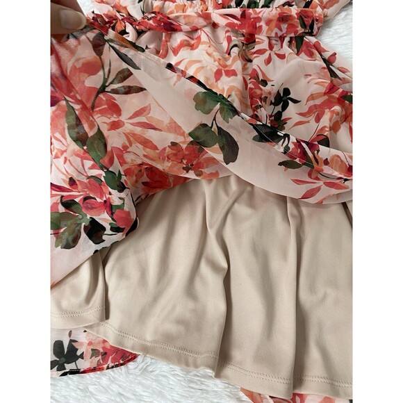 Calvin Klein Dress Size 10 Spring Floral Cold Shoulder Belt Chiffon Knee Length - Picture 4 of 15